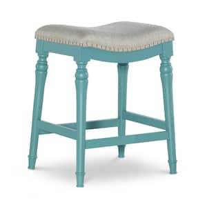 Collins Big and Tall Teal Counter Height Stool with Padded Saddle Seat