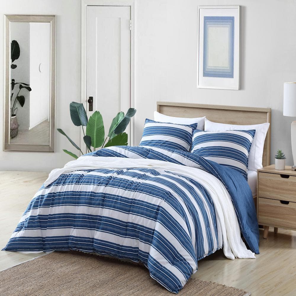 Nautica Vintage Crew Stripe 2-Piece Blue Cotton Twin Comforter Set ...