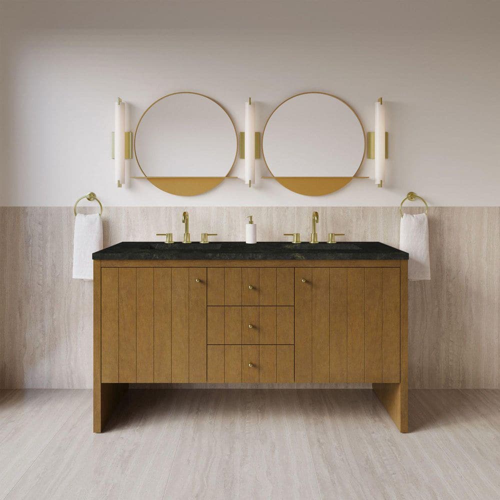Hudson 60.0 in. Double Bath Vanity in Honey Oak with Phantome Engineered Composite Top price history on PriceWatchPro