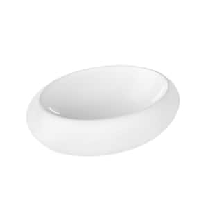 Ceramic Oval Vessel Sink Bathroom Sink in White