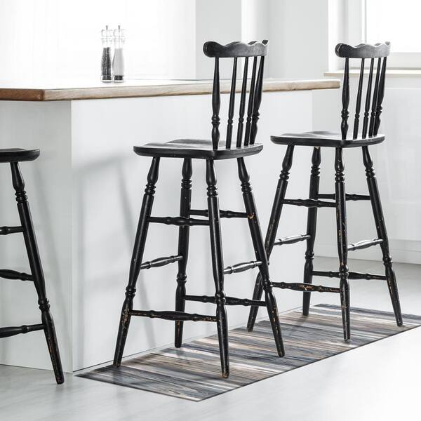 Blue 2 ft. X 5 ft. Abstract Vinyl Runner Rug