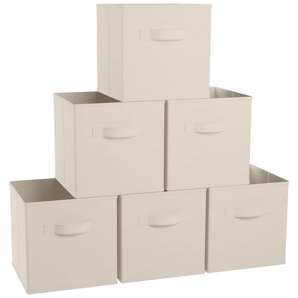Ornavo Home 13 x 13 x 13, Beige Cube Storage Bin 6 Pack 6PK-BIN-13-13 ...