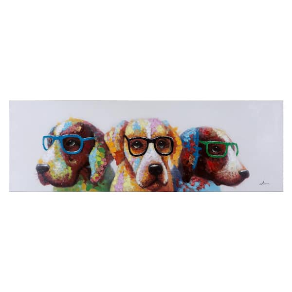 Yosemite Home Decor 20 in. H x 60 in. W "Cool Dogs" Artwork in Acrylic Canvas Wall Art