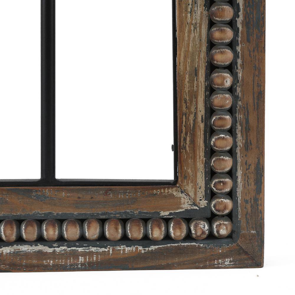 Rustic Brown Wood and Black Metal Cathedral Wall Decor