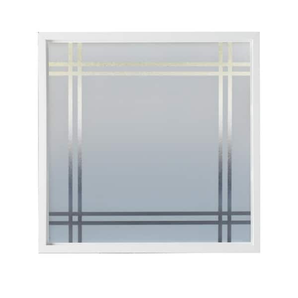 35.5 in. x 35.5 in. Prairie Silkscreened Decorative Glass White Vinyl New Construction Frame Window