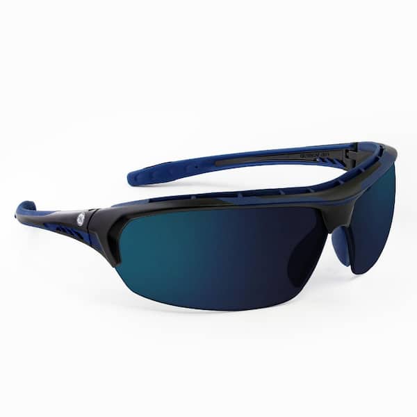 09 Series Indigo/Black Frame Glasses w/ Blue Mirror Anti-Fog Lens-ANSI Certified GE109BAF