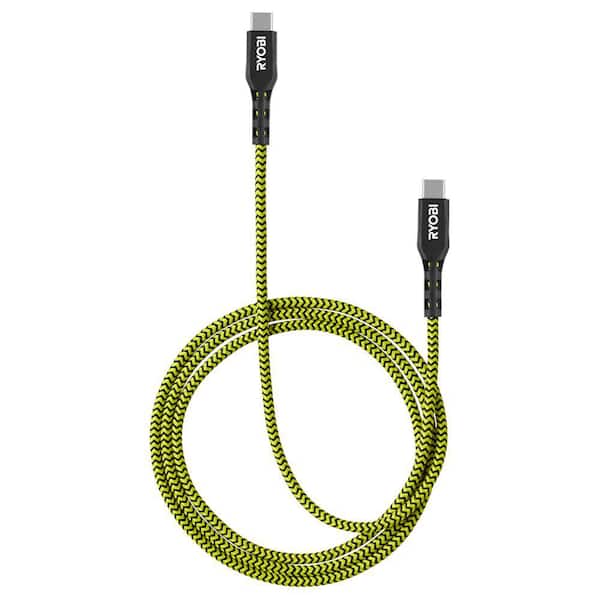 RYOBI 4 ft. Nylon Braided Cable USB-C TO C