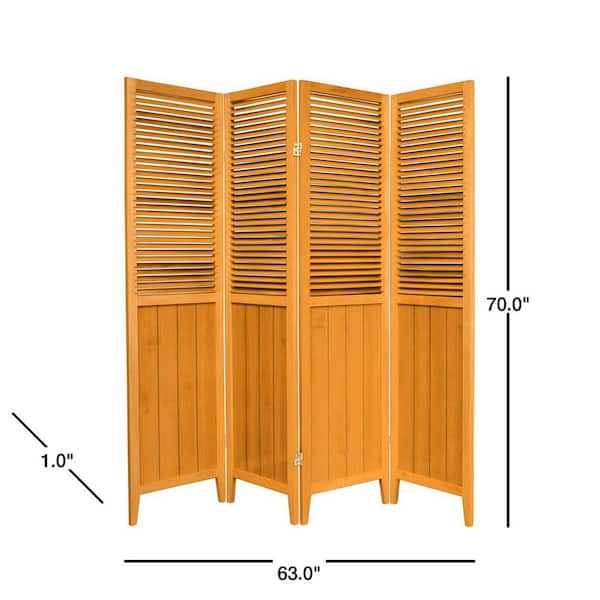 6 ft. Honey 4-Panel Room Divider