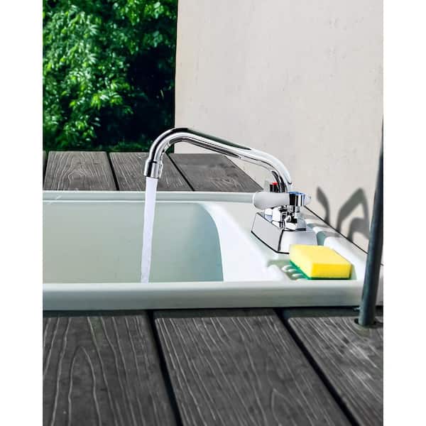 Brass Double Handle Standard Kitchen Faucet with Copper Valve, 6 in. Swivel Spout and 3 Aerators in Polished Chrome