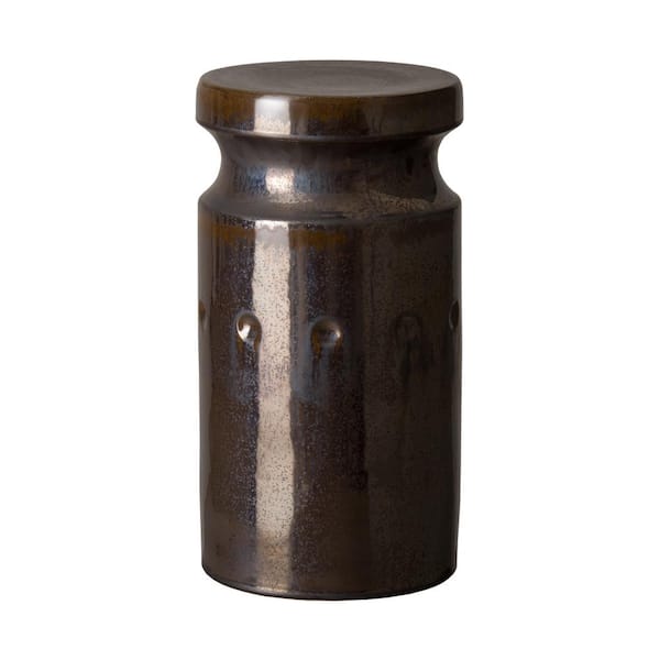 Emissary Milk Jug 18 in. H Gunmetal Round Ceramic Garden Stool
