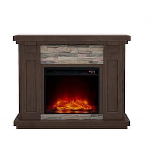 47 in. Vintage Freestanding Electric Fireplace in Brown