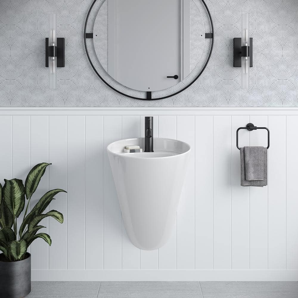 Swiss Madison Calice 18 in. Wall-Mount Bathroom Sink, Glossy White