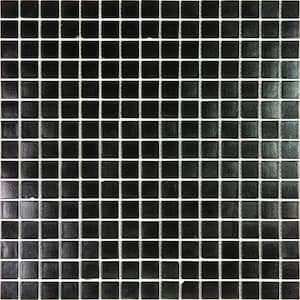 Dune Glossy Black 12 in. x 12 in. Glass Mosaic Wall and Floor Tile (20 sq. ft./case) (20-pack)