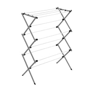 29 in. W x 42.1 in. H Gray/White Steel Collapsible Clothes Drying Rack