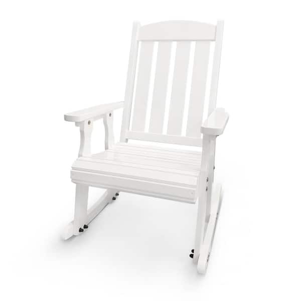 26.6 in. x 28.1 in. x 41.3 in. Fir Wood Frame Outdoor Rocking Chair White