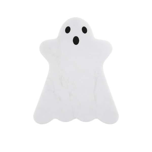 White Ghost Marble Charcuterie Serving Tray, Halloween Decorative Marble Cutting Board for Cheese, Snacks and Appetizers