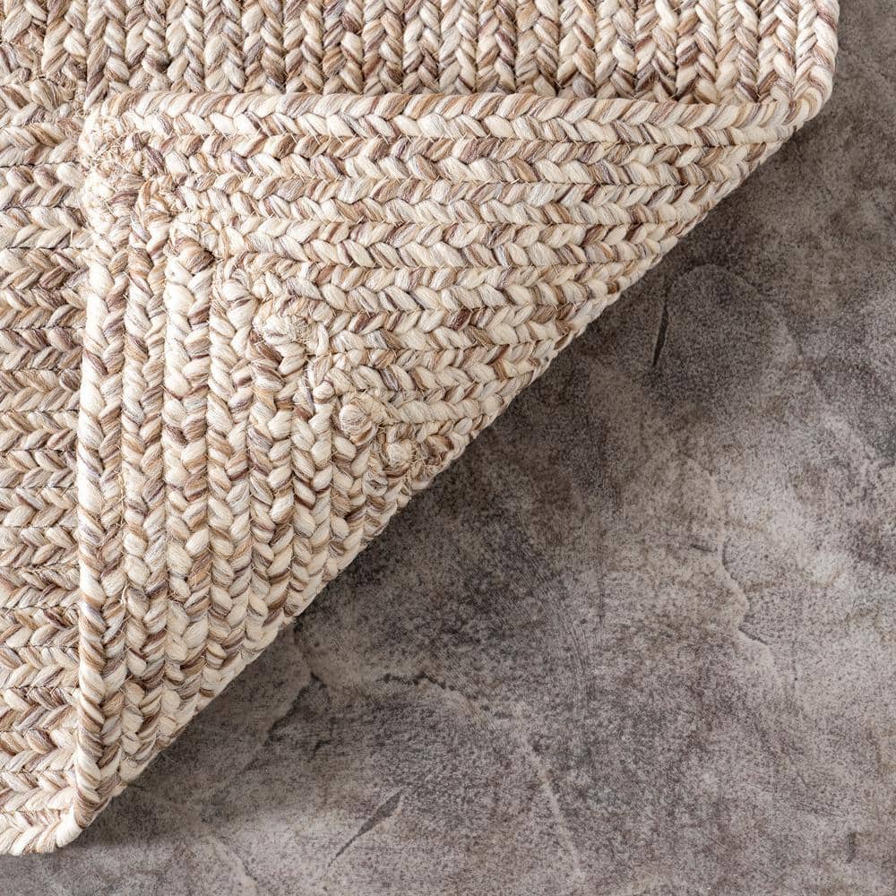 Tan Oval 4' x 6' Braided Synthetic Indoor/Outdoor Rug