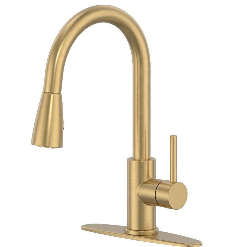 16.53 in. Riverbend Pulldown Kitchen Faucet in Brushed Gold with 180° Swivel price history on PriceWatchPro