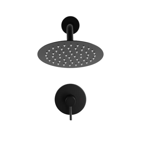 ALEASHA Single Handle 1-Spray Shower Faucet 1.8 GPM with Pressure Balance in. Matte Black (Valve Included)
