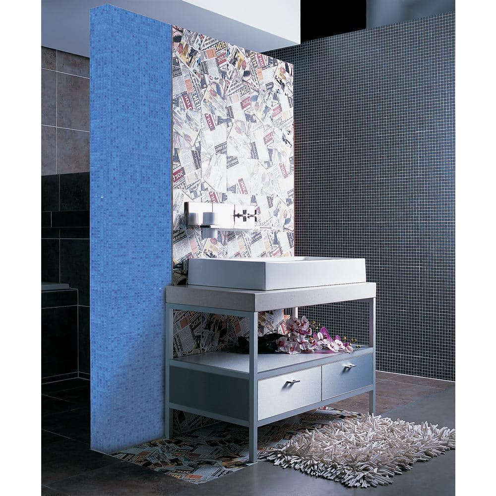 Galaxy 12x12 Iridescent Blue Glass Mosaic Tile