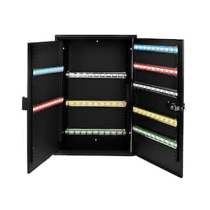 200-Key Steel Storage Key Cabinet with Combination and Key Lock, Black