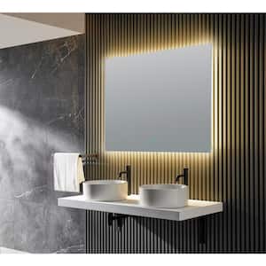 Autumn 48 in. W x 36 in. H Frameless Rectangular LED Bathroom Mirror with Defogger in Silver