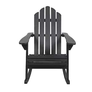 Hollywood Dark Gray Wood Adirondack Outdoor Patio Rocking Chair
