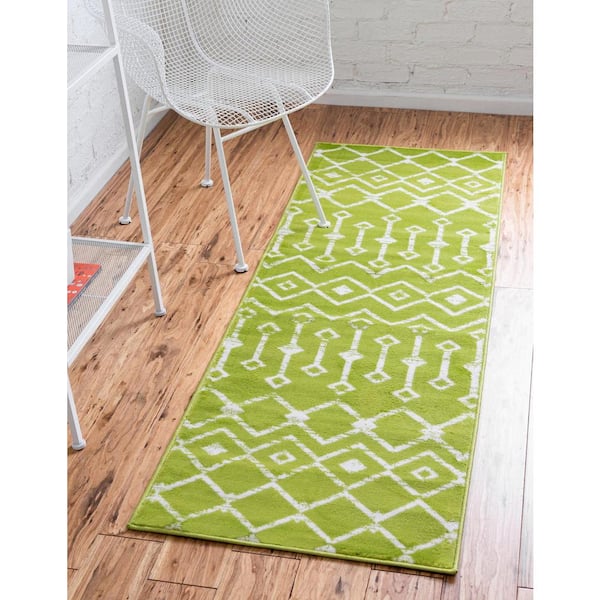Moroccan Trellis Mamounia Green 2' 0 x 9' 10 Area Rug