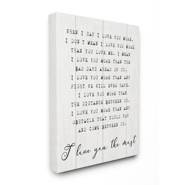 Stupell Industries "I love You Most Phrase Couple Relationship" by Daphne Polselli Unframed Print Country Wall Art 24 in. x 30 in.