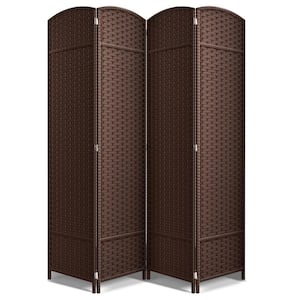4-Panel Room Divider Extra Wide Double Hinged Privacy Screen Panels, Partition Room Dividers - 64-inch Wide, Chocolate