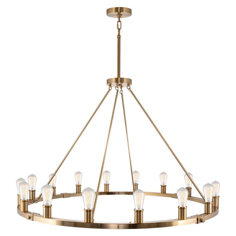 Kira Home Jericho 60-Watt 16-Light Cool Brass Farmhouse Chandelier, No ...