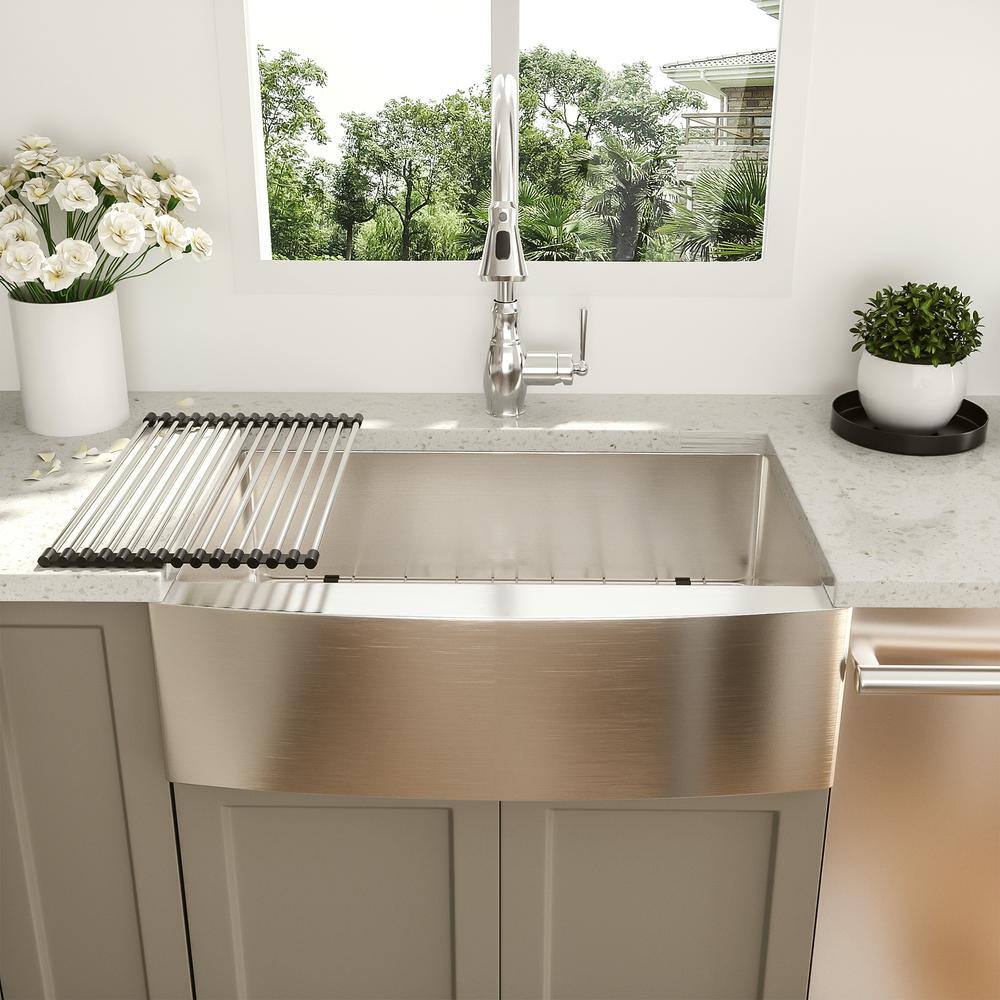 30'' Brushed Nickel Farmhouse Single Bowl Stainless Steel Kitchen Sink