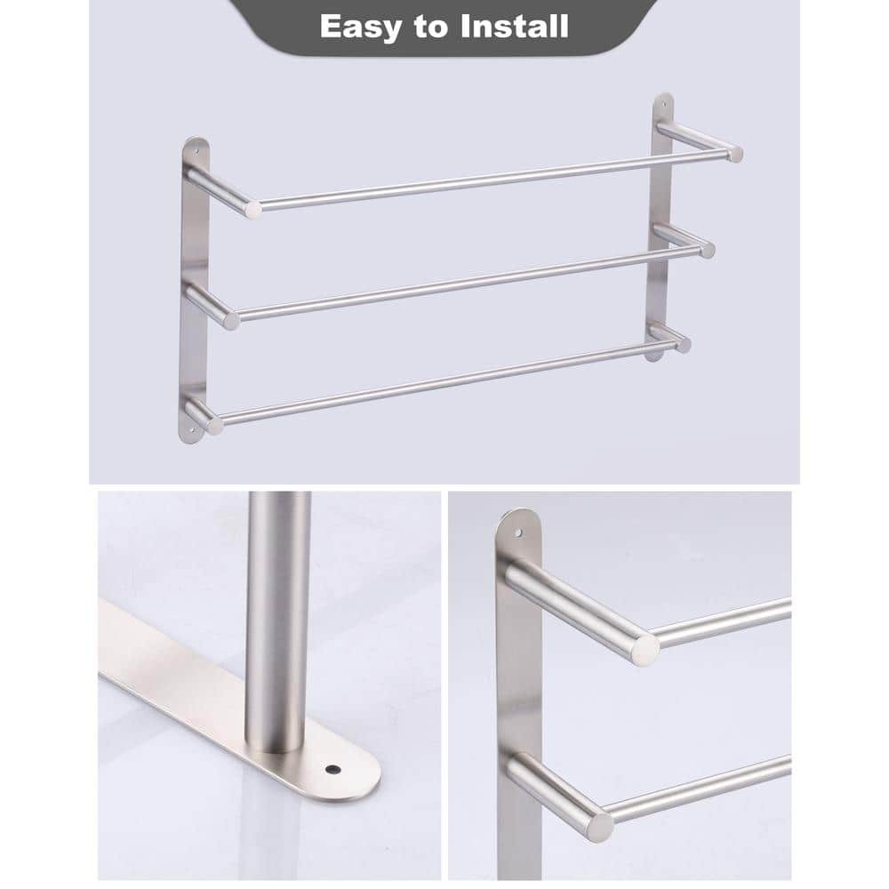 24 in. Brushed Nickel 3-Tier Wall Mounted Towel Rack
