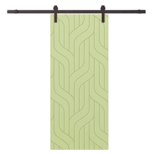 CALHOME 42 in. x 96 in. Sage Green Painted Composite MDF Paneled Interior Sliding Barn Door with Hardware Kit