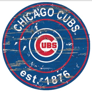 MLB Chicago Cubs 24 in. Distressed Wooden Circle Wall Art Sign