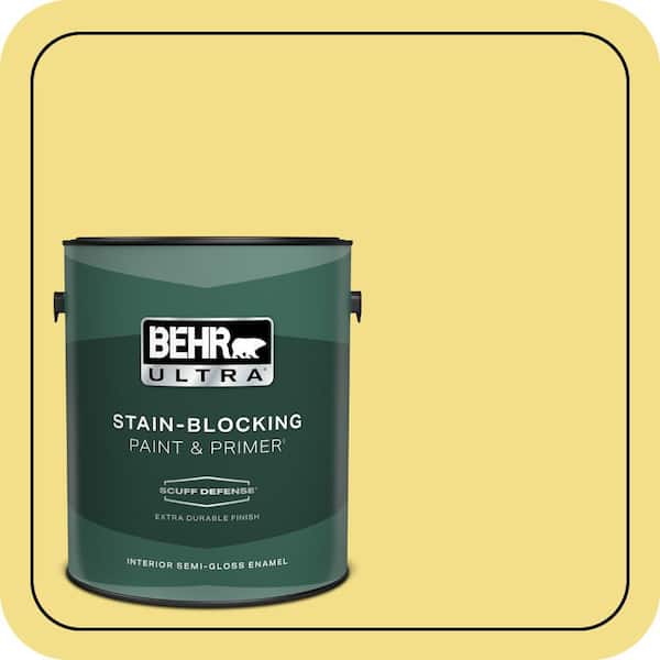 BEHR ULTRA 1 gal. Home Decorators Collection #HDC-SP16-03 Lemon Curd Extra Durable Semi-Gloss Enamel Interior Paint & Primer