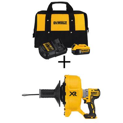 20-Volt MAX XR Starter Kit with Battery Pack 5.0Ah, Charger and Kit Bag w/ Bonus Cordless Drain Snake (Tool-only)
