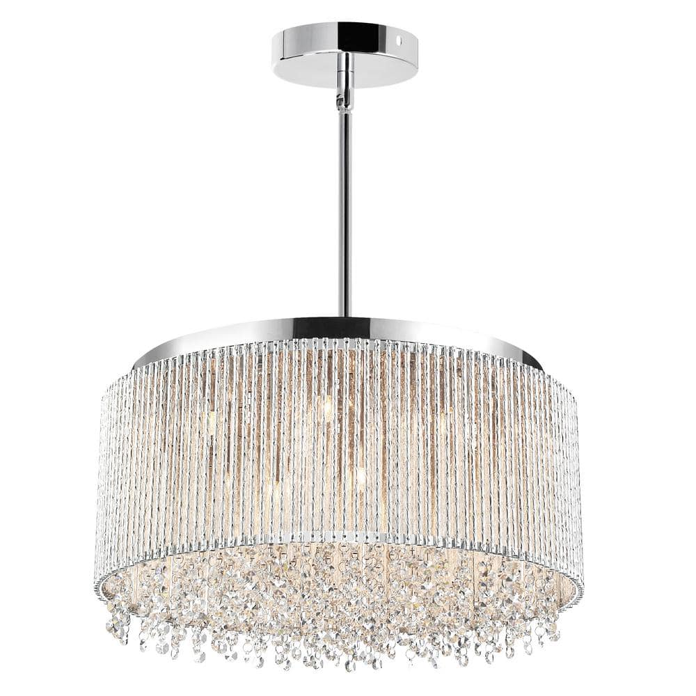 Claire 24" Chrome Drum Shade Chandelier with Crystal Accents