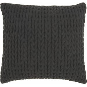 Jordan Charcoal Geometric Polyester 18 in. X 18 in. Throw Pillow