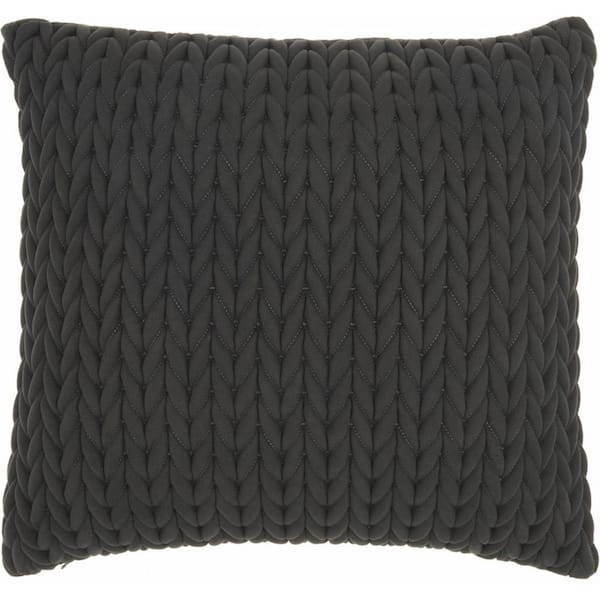 HomeRoots Jordan Charcoal Geometric Polyester 18 in. X 18 in. Throw Pillow