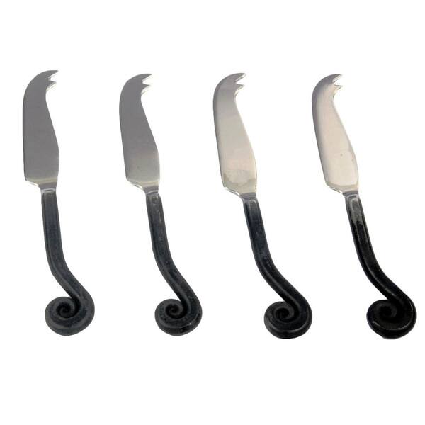 Unbranded Burnt Black Lilly Design Mini Cheese Knife 4 Piece Set