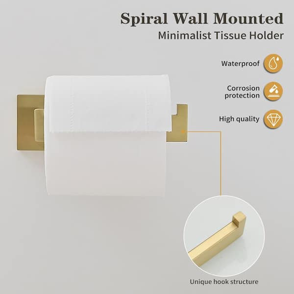 3-Piece Bath Hardware Set Bathroom with towel bar for bathroom wall Toilet Paper Holder and Towel Ring in Brushed Gold