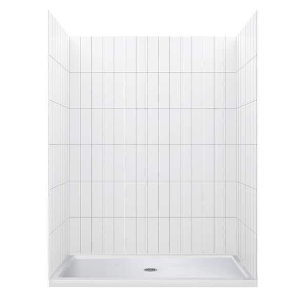 JETCOAT 60 in. L 36 in. W 78 in. H 2 Piece Alcove Shower Kit with Glue Up Shower Wall and Shower Pan in Vertical Subway