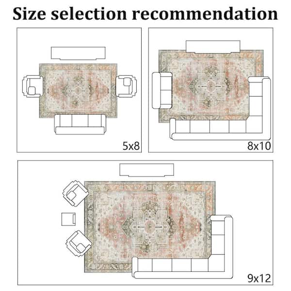 Sxiawe Sunset Canyon Orange 9 ft. x 12 ft. Antique Non Skid Indoor