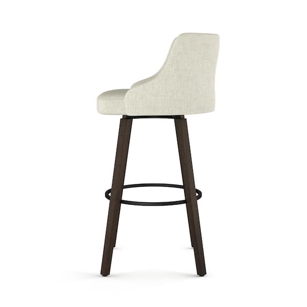 Ramon 26 in. Light Beige Woven PVC/Black Metal Swivel Counter Stool