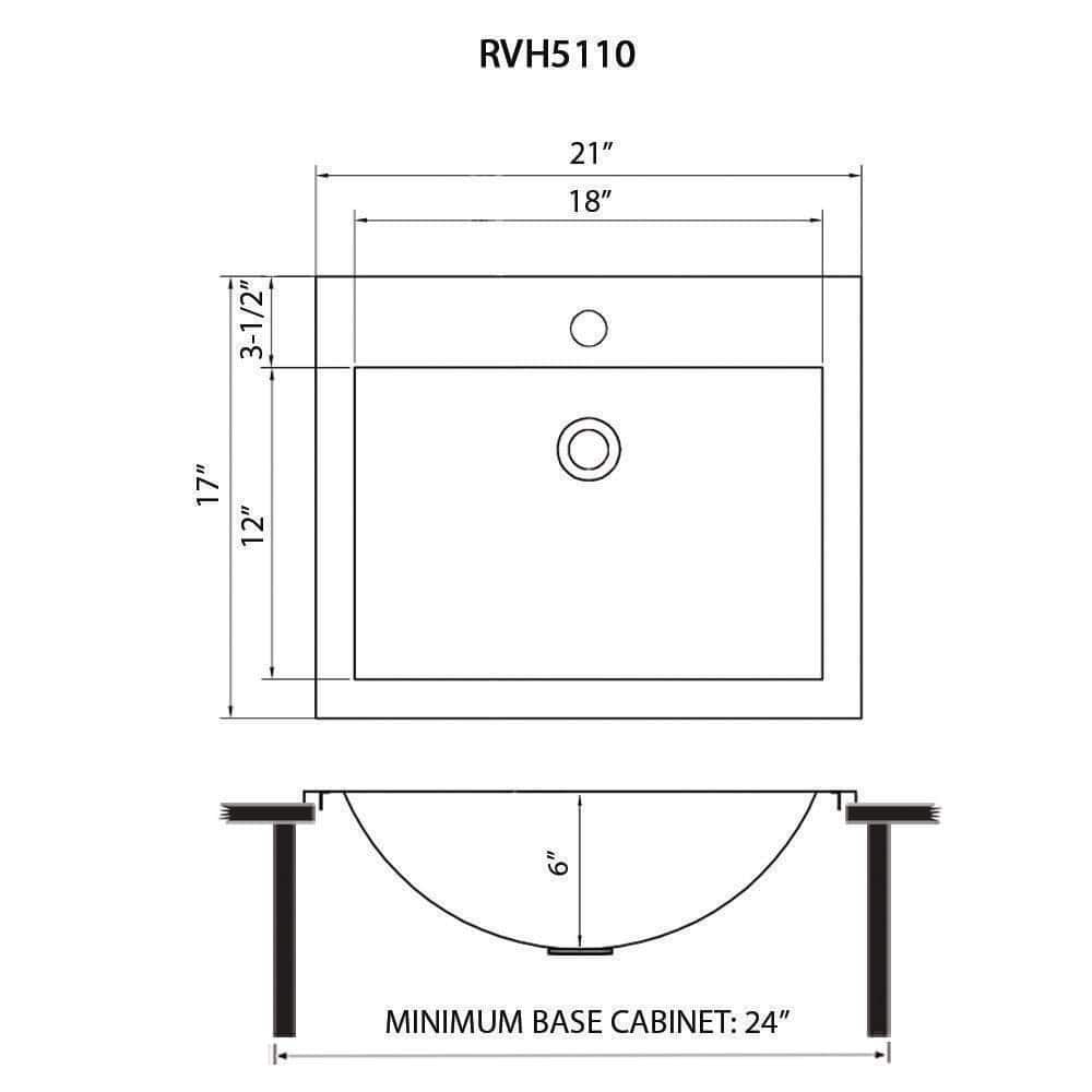 Ruvati 21 x 17 Inch Brushed Stainless Steel Topmount Bathroom Sink