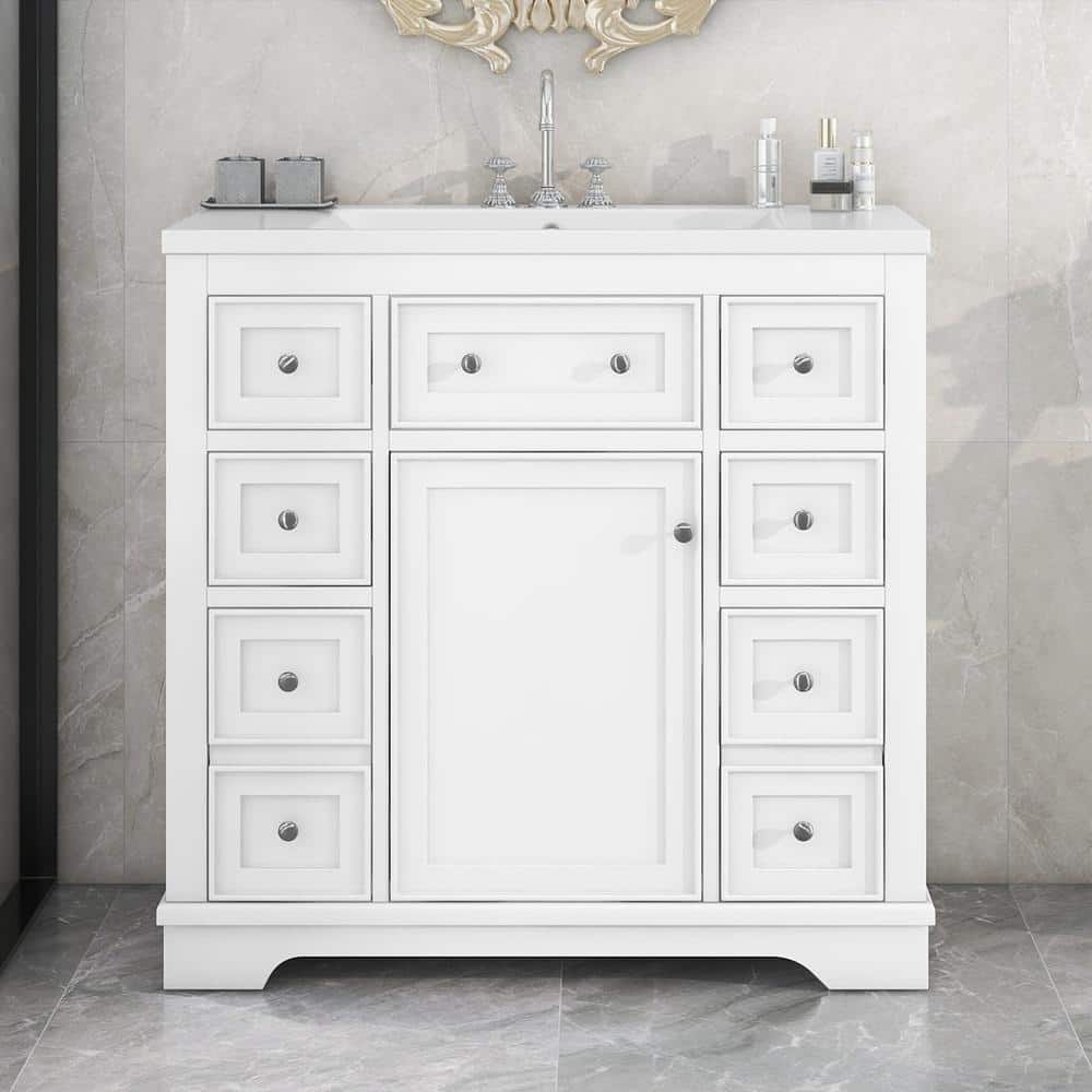 36 in. W. x 18 in. D x 34.5 in. H Freestanding Single Bath Vanity in White 