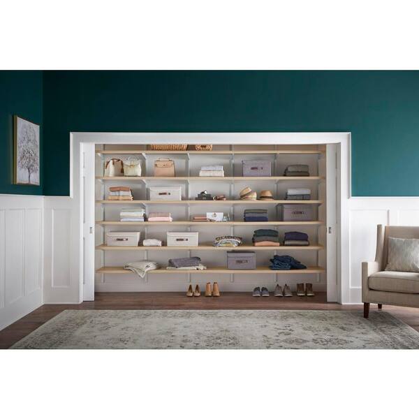 Stacked Wood and Metal Shelves in Walk In Closet - Transitional - Closet