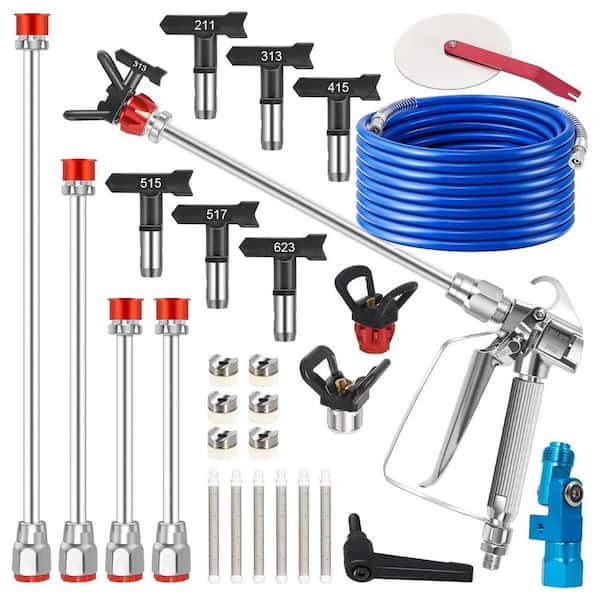1 Kit Airless Paint Sprayer Gun 3600 PSI High Pressure with 50 FT Hose, 6 Reversible Tips, 4 Extension Rods