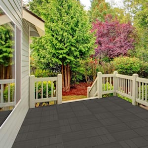 1 ft. W x 1 ft. L 6 Patio Tiles Wood/Polypropylene Interlocking Deck Tile Flooring in Gray